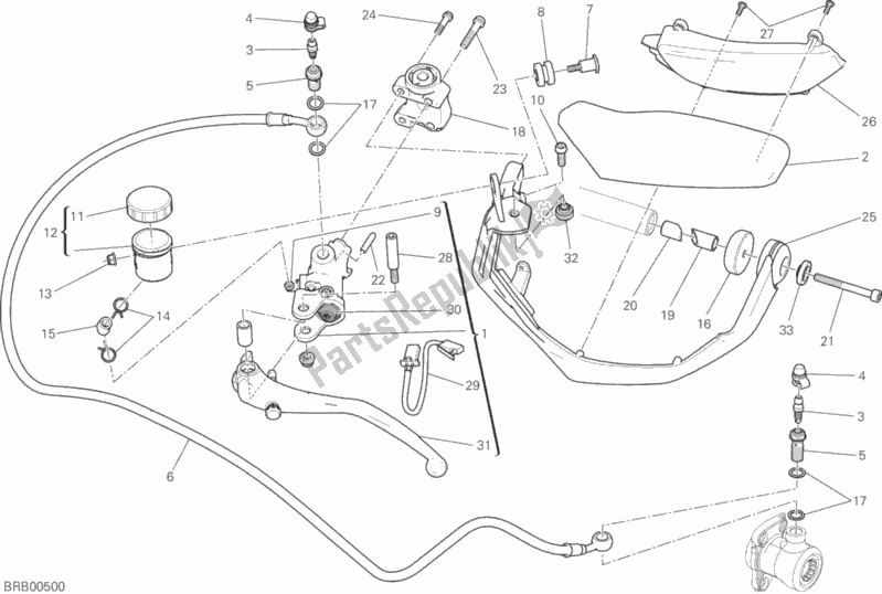 Alle onderdelen voor de Koppeling Hoofdremcilinder van de Ducati Multistrada 1200 ABS USA 2015